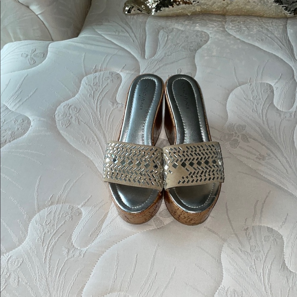 Dolce Vita Silver and Tan Women's Slide Sandals